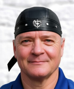 Motorcycle Bandana Doo Rags Adjustable Skull Caps in Black Sweat Head Wraps Bandana Style in Faux Leather Capsmith Du Rag