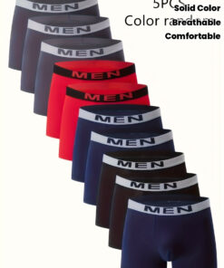 5-Pack Men'S Boxer Briefs - Stretchy Underwear Shorts, Soft Knit Fabric, Everyday & Gym Use - Multi-Color Pack (Navy/Red/Black/ - Sexy Fit for Casual & Formal Wear - Everyday Essentials, Boxer Shorts, Comfortable Undergarments, Modern Underwear, Breathable Material, Multipack Underwear, Active Lifestyle, Stylish Undergarments, Durable Construction, Multipack Undergarments, Daily Essentials