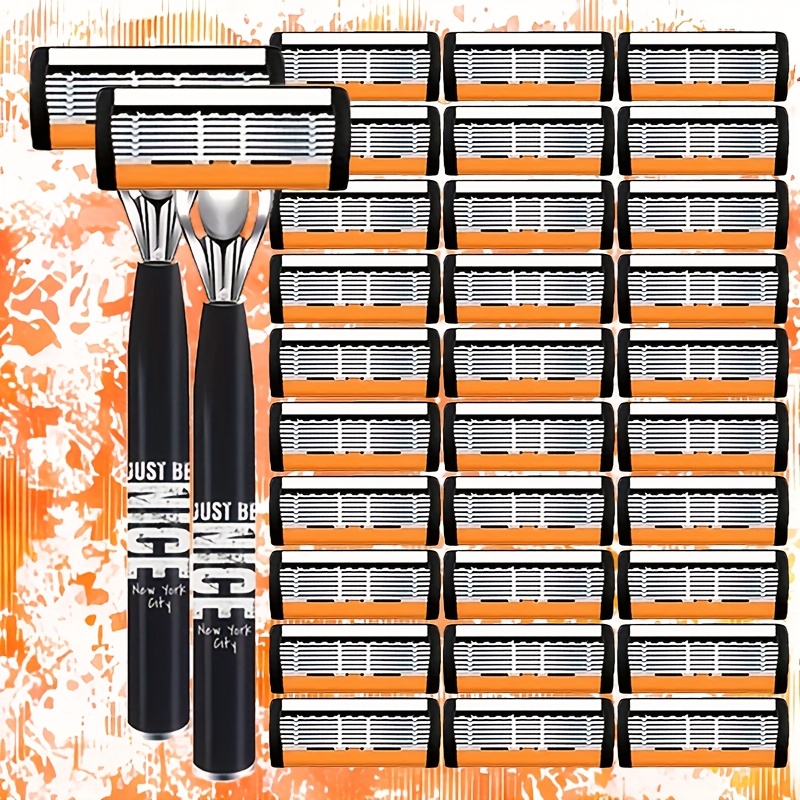 1 Handle + 24 Blades | Ultra-Sharp Premium Retro Manual Razor Set | 6-Layer Stainless Steel Blades, Interchangeable Heads, Ergonomic Handle, Reusable Refillable Design for Smooth Shaving Precision - Perfect for Father'S Day and Birthday Gift