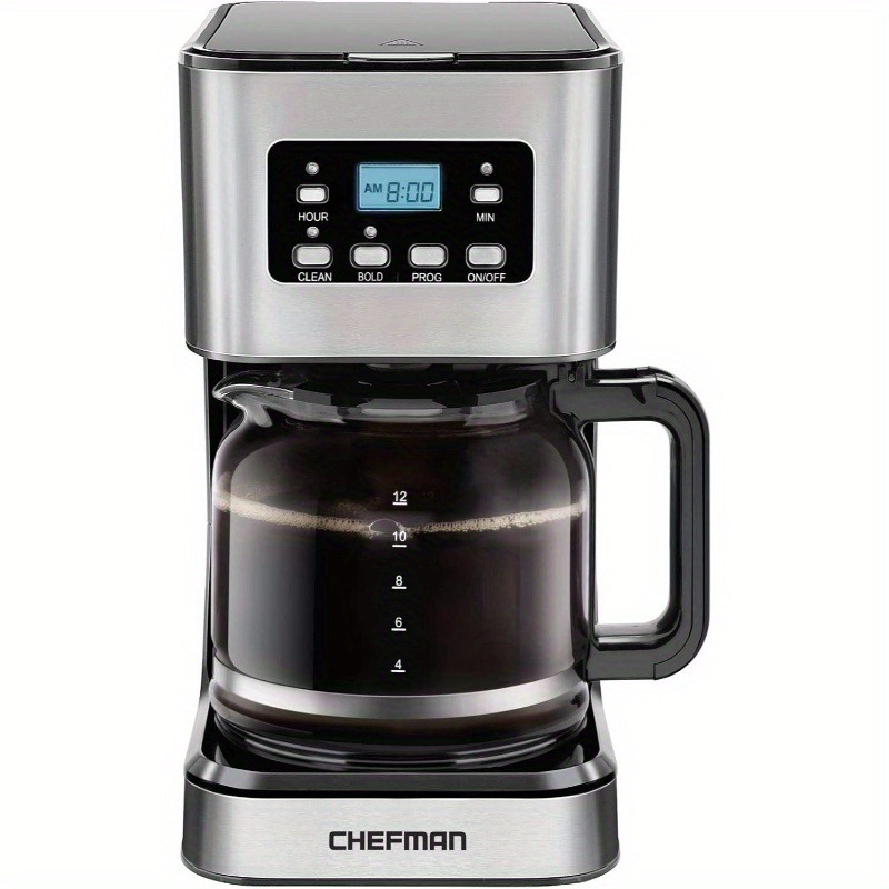 12-Cup Programmable Coffee Maker with Digital Display & AutoBrew Function, Auto Shut-Off, Anti-Drip Pot, Reusable Filter - Square Stainless Steel & Glass Carafe, Modern Design for Fresh Grounds, Backpacking, Home Use, Coffee Maker for Home, Kitchen Appliance, Sleek Appliance, Durable Construction, Kitchen Gadget, Kitchen Enthusiasts, Backpacking Coffee, Stylish Brewer, Highquality Brewer, Manual Brewer, Outdoor Enthusiasts