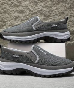 Men'S Lightweight Breathable Mesh Running Shoes - Slip-On Design with Soft EVA Sole, Black Casual Athletic Sneakers for Hiking, Walking & Casual Attire, Cushioned Support, Low-Top Lace-Up Style, All-Season Comfort, Hiking Footwear, Modern Running Shoes, Cushioned Sole