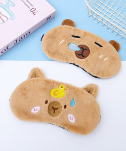 Adjustable Capybara Cartoon Sleep Mask | Light-Blocking Non-Pressing Eye Mask with Ice Pack for Hot/Cold Compress, Ideal for Home & Travel Use