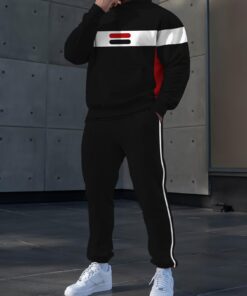 European and American Men's casual hooded sweatshirt set, drawstring Men's trousers matching, pocket black classic design, anti-wrinkle and sweat-absorbing quality, breathable, comfortable and easy to wear, fashionable western folk style, back-to-sch