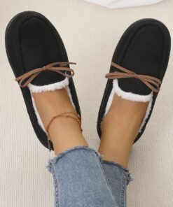 Women's & Unisex (for Men's available) House Slippers with Bow Detail - Warm Indoor/Outdoor Moccasins, Winter Cozy Footwear, Asian Sizing (Wide/ Feet Buy Up) - Ideal for, Gifts for Christmas/Birthdays - Sleek