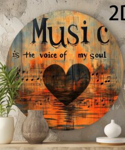 1pc Vintage Music Metal Sign - "Music is the Voice of the Soul" Heart & Music Note Design, Rustic Wall Decor for Bedroom, Hallway, or Music Lover'S Gift, Vintage Home Decor