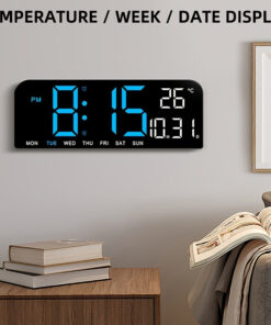 Extra Large LED Digital Alarm Clock with Extra-Big Display, Auto Dimmer & Remote Control - Large Modern Clock with Temperature, Date, Week, Timer/Countdown, 12/24H Mode, Easy-to-Read LED Screen - Ideal for Home, Office, Seniors, Elderly, Dad - Dual Alarm Settings, Energy-Efficient LED, Compact Design (14.6”/9.5” Display Options) - Great Gift for Modern Decor & Tech Use