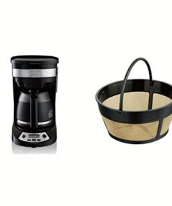 Programmable Coffee Maker with Glass Carafe - 12-Cup Capacity, Programmable Timer (24-Hr), Auto Pause & Pour, Permanent Golden Tone Filter, Dishwasher Safe Carafe - Compatible with Most 8-12 Cup Coffee Makers - Ideal for Home, Office, Camping - Black with Stainless Accents - Model 46299/80675