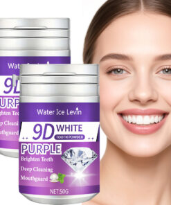 2pcs 9D Teeth Powder - BPA-Free & Alcohol-Free Fast-Acting Dental Whitener with Baking Soda & Mint, for Sensitive Gums, Deep Cleaning, Stain Remover for Yellow/Black/Brown Teeth, Plaque & Tartar Removal, At- Use