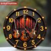 Vintage & Roll Music Studio Wall Clock - 10 Inch Large Face Silent Non-Ticking with Neon-Lit Style Numbers, Golden Hands & Guitar Hands - Ideal for Living Room, Bar, Music Room Decor - Ideal Gift for Musicians & Fans (Battery Not Included) - Rusted Metal Design with Multicolor Face & Black Center - Easy-to-Read Large Numbers for Music Lovers