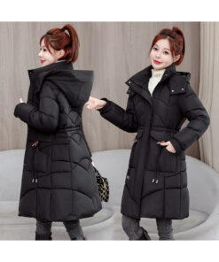 Women'S Casual Mid-Length Jacket | Thickened Warm Coat with Long Sleeves, Solid Color, No .