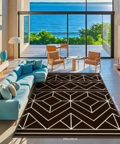 Modern indoor diamond-patterned brown and black floor mat, suitable for multiple settings, ideal for entryways, studies, living rooms, and bedrooms - machine washable, non-slip, large sizes available, modern living room Mat, vintage Mat, hallwa