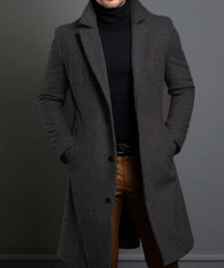 Men's British Coat Jacket - Collar, Single-Breasted Button Front, -like Pocket - Winter Warmth, Casual & Formal (Weddings, Business, Daily Wear) - Hand Washable (No Dry Clean)