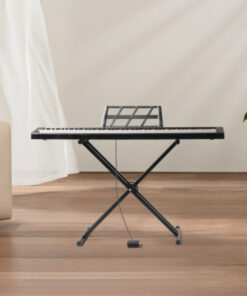 Full-Size 88-Key Semi-Weighted Keyboard Piano with Portable Dual-Tube X-Frame Stand, Built-In Speakers & Demo Songs/Rhythms/Timbre - Heavy-Duty for Practice/Recording/Performance - Compatible with (Compatible for) Piano Lovers - Black DS