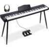 Digital Piano Keyboard 88 Semi - Weighted Beginners, Full Size Keyboard Piano with Stand, Triple Pedal, Headphone, Power Supply, Sheet Music Stand, USB - MIDI Compatible, Wood
