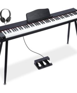 Digital Piano Keyboard 88 Semi - Weighted Beginners, Full Size Keyboard Piano with Stand, Triple Pedal, Headphone, Power Supply, Sheet Music Stand, USB - MIDI Compatible, Wood