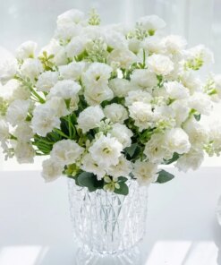 5 Forks 15 Heads Artificial Flowers Small Carnation Festival Wreath Accessories Home Living Room Table Bonsai Wedding Decoration