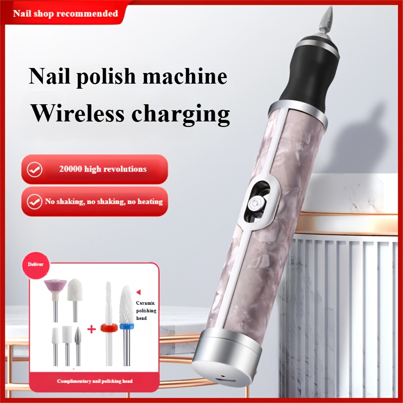 New Electric Nail File for Removing Dead Light Beige, Polishing Gel Nail Polish And Charging for Nail Removal. Portable Electric Manicure Set with 12 Grinding Heads And 6 Grinding Strips. Suitable for Professional Gel Manicure And Home DIY., Compact