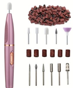 Professional Portable Electric Nail Grinder with 11 Replaceable Heads | 20, 000 RPM High-Speed Brushless Motor | Compatible with USB-C (No Adapter Included) for Gel Nails & Manicure | Buffing & Remover Tool with Acrylic Kit | Ergonomic & Lightweight