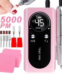 45000RPM Adjustable Speed Low-noise Nail Drill Cordless Display Power Portable Nail File Nail Grinder Suitable for Home Nail Salon Gel Nail Polishing for Nail Salon And Home
