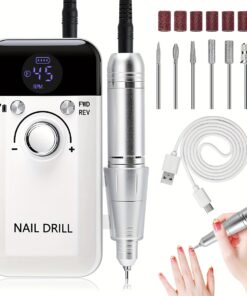 Professional Cordless Nail Drill Machine 45000 RPM with Digital Display - USB Rechargeable Portable Nail Drill for Home & Travel, Formaldehyde-Free, Includes Multiple Attachments & Cleaning Brush, Userfriendly Interface, Formaldehydefree Technology