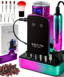 Electric Nail Drill Machine, 45000RPM Professional Nail File Cordless Rechargeable Nail Efile for Acrylic Gel Nails, Manicure Pedicure Polishing Shape Tools for Salon Home Use- Nail Drill
