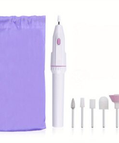 Electric Nail Drill Kit with 5 Grinding Heads | Portable Mini Nail File Grinder, Professional Manicure and Pedicure Tool, Compact USB Powered, Low Noise Low Heat, for Acrylic Nails Gel Removal Cuticle Care, Salon and Home Use, Nail