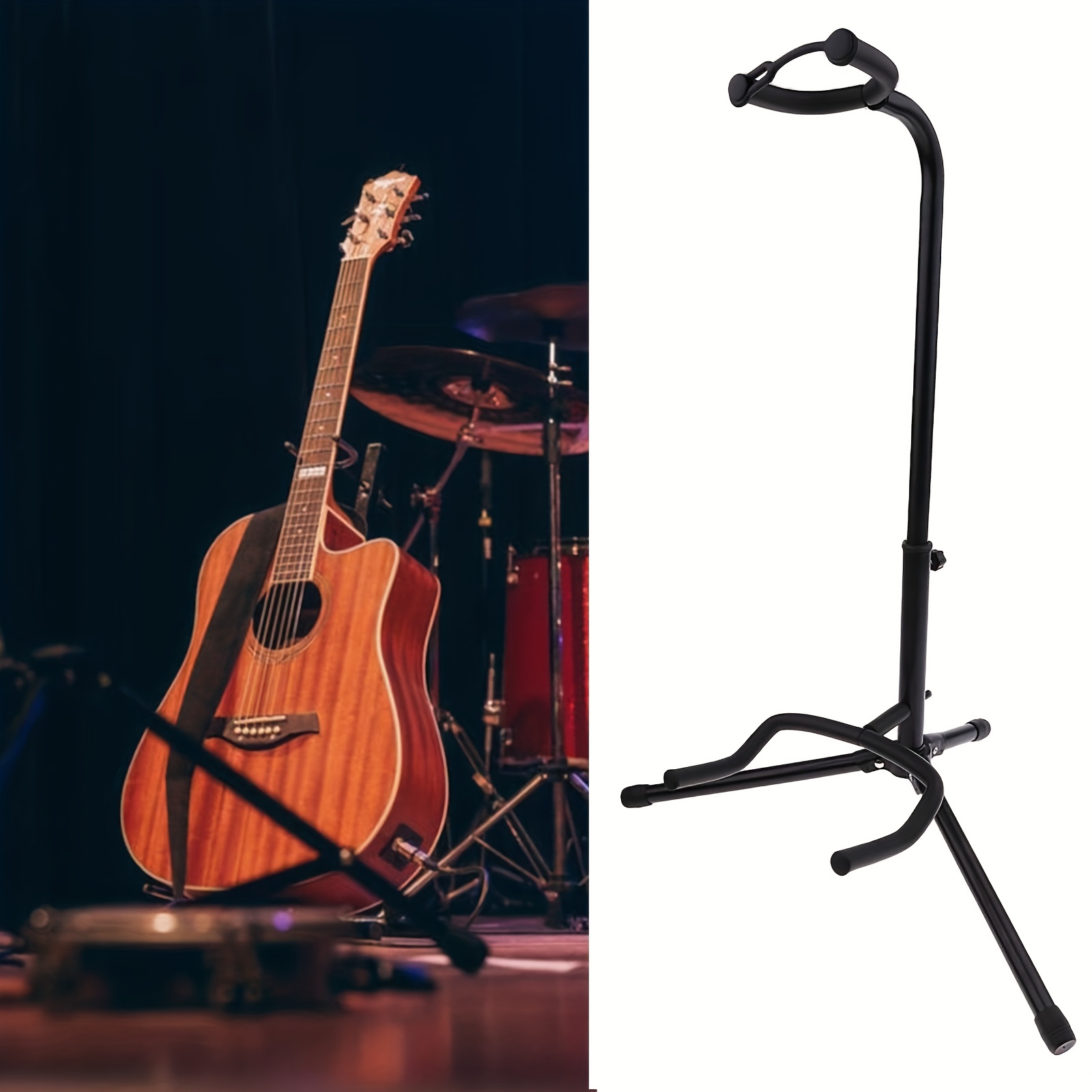 Foldable Iron Guitar Stand for Acoustic, Electric Guitar, Bass, Ukulele, Banjo - Musical Instrument Support Rack