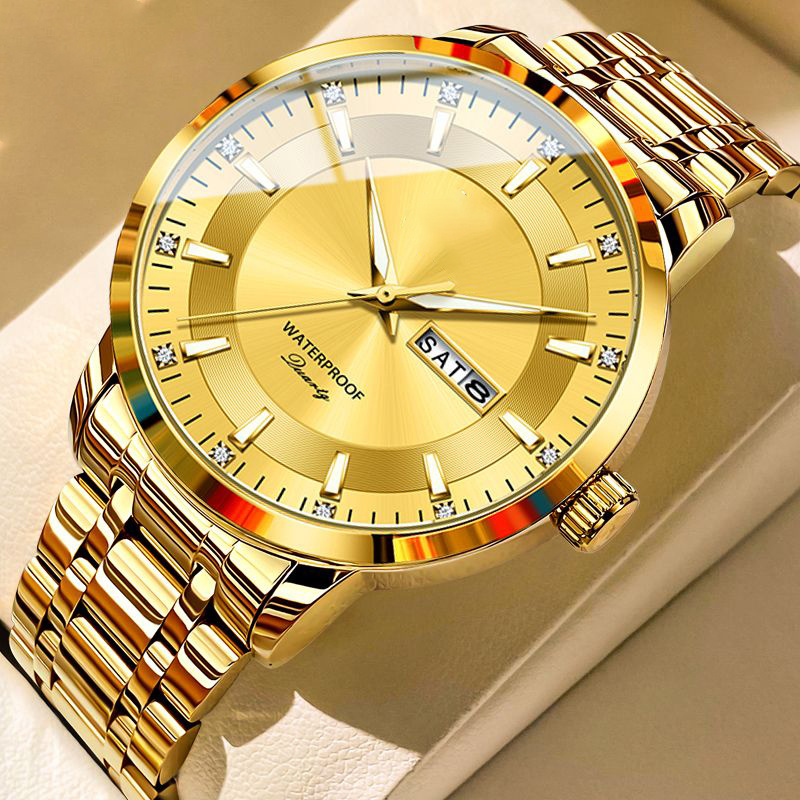 Luxury Casual Stainless Steel Men'S Watch for Business Use with a Date Feature, Without Battery