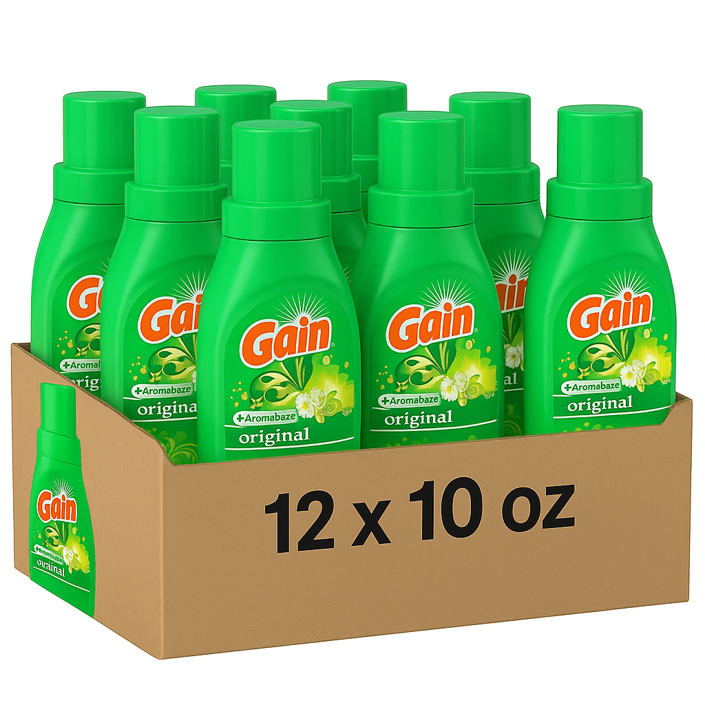 Gain + Aroma Boost Liquid Laundry Detergent, Original Scent, 6 Loads, 10 fl oz, HE Compatible, Pack of 12