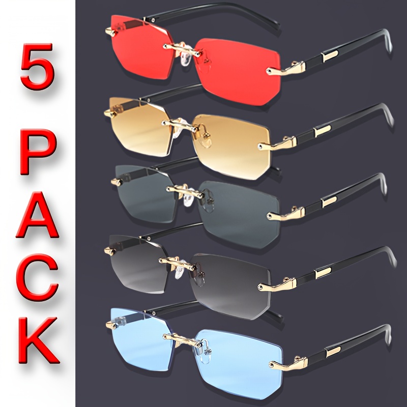5pcs Frameless Glasses Suitable for Men & Women - Color-Changing Eyewear with -Tone Lenses, Daily Wear & Outdoor Accessories, Modern Frameless for Driving, Computer, Smartphones (No Accessories Included)