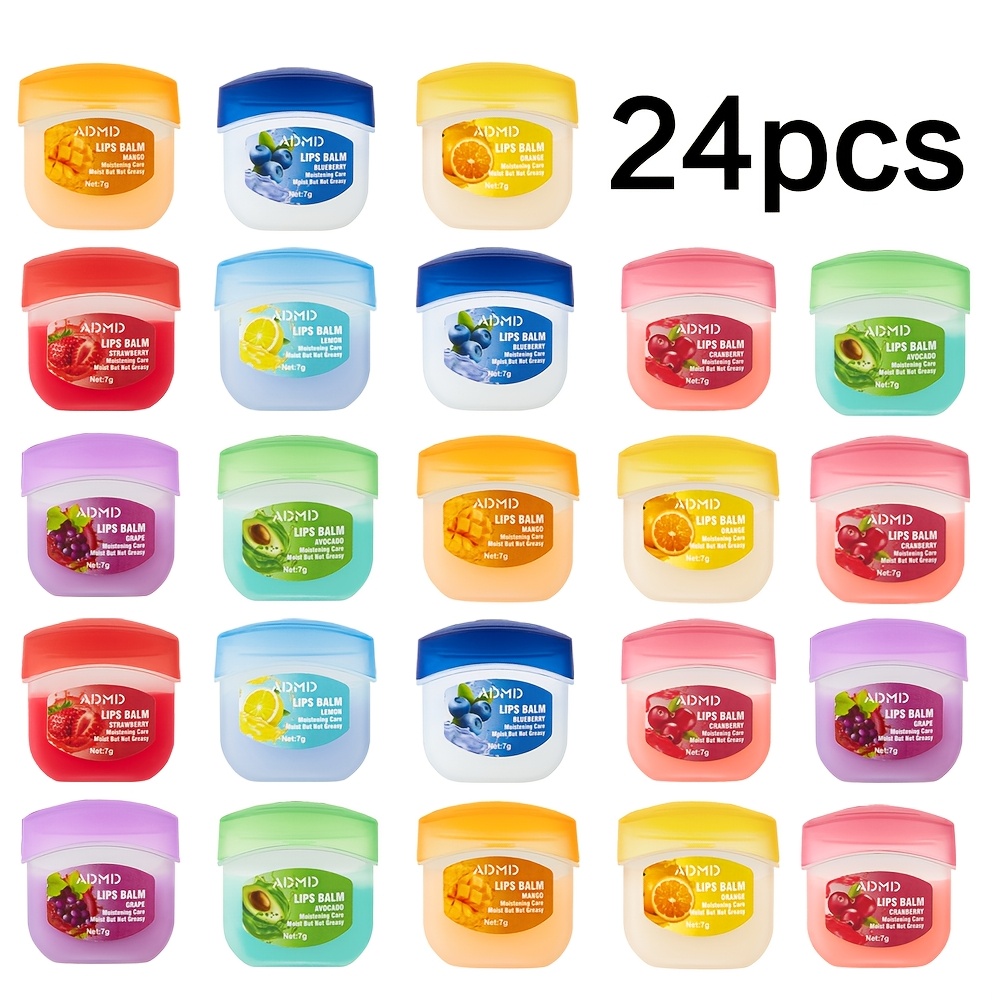 24pcs Fruit Lip Balm Multicolor Lip Gloss Natural Effect Creamy Texture Suitable for All Light Beige Types Various Colors Party Christmas Gift Keeps Moisturized Lip Care Peach Rose Flavor 8 Flavors Colored Lip Balms