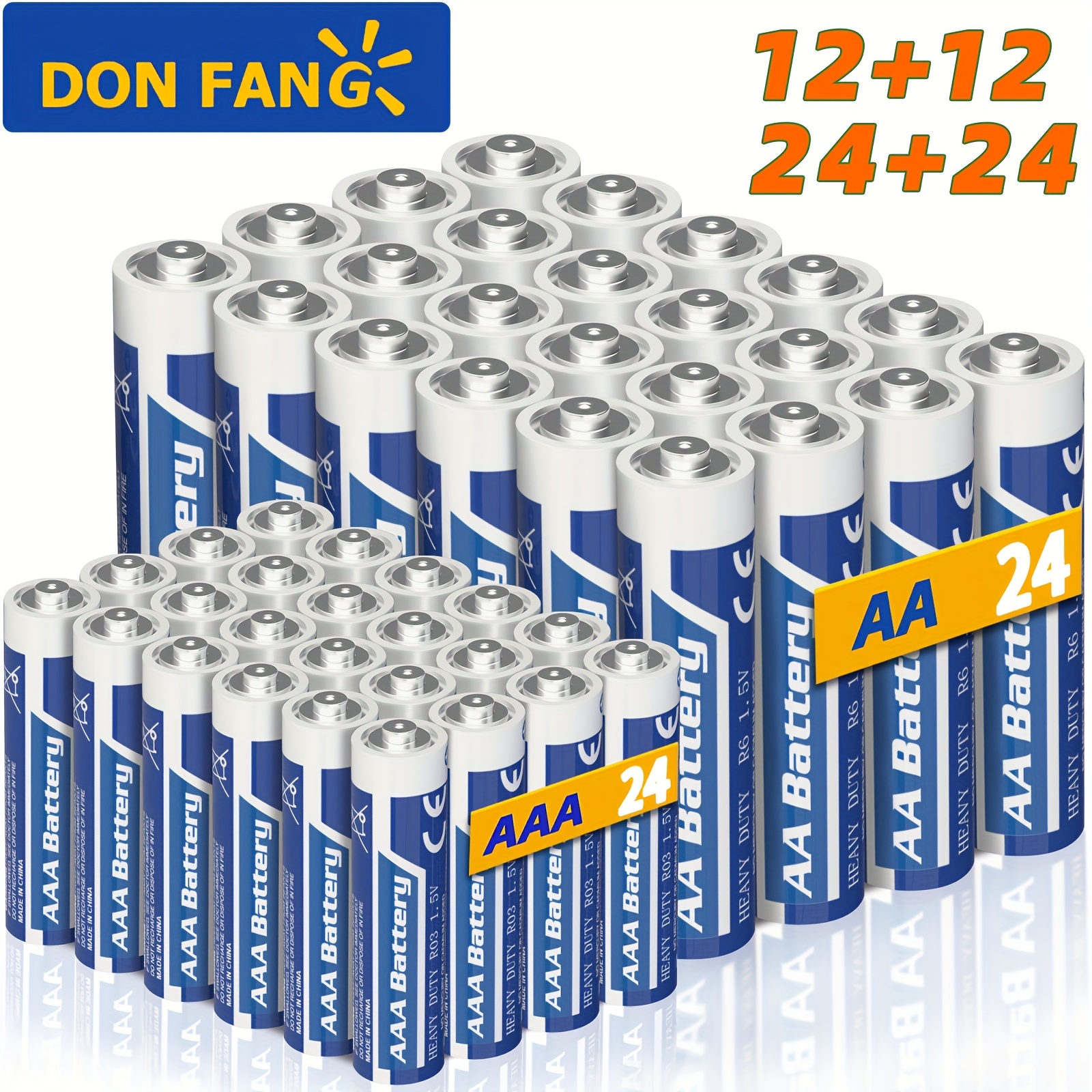 Donfang AAA+AA 48/24 Piece Combination Battery, 1.5V Carbon Battery, Suitable For Keyboards, Clocks, Remote Controls, With A 3-year Shelf Life, Halloween Decoration Batteries, Christmas Batteries.