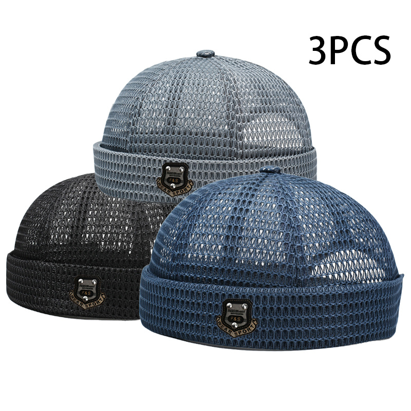 Introducing a New Three-Piece Summer Outfit That Includes a Spacious, Breathable, Brimless Melon Skin Hat. This Adjustable Hip-Hop Style Is Ideal for Everyone, Making It Perfect for Outdoor Sports, Leisure Activities, Hiking, Cycling