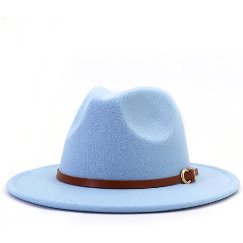 Gentleman's Hat Men's and Women's Felt Jazz Hat Wide Brim Panama Hat Belt Buckle